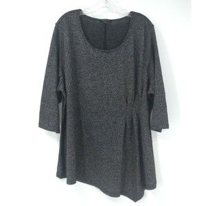 Lane Bryant metallic side cinched top Size 26/28 asymetic hem 3/4 sleeve stretch